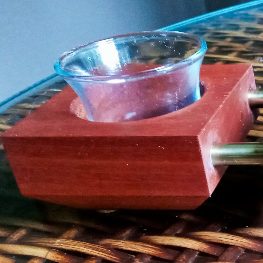 1-of-a-kind Finely Crafted Handsome Handmade Cherry Wood & Brass Tealight Holder - Picture 7 of 10